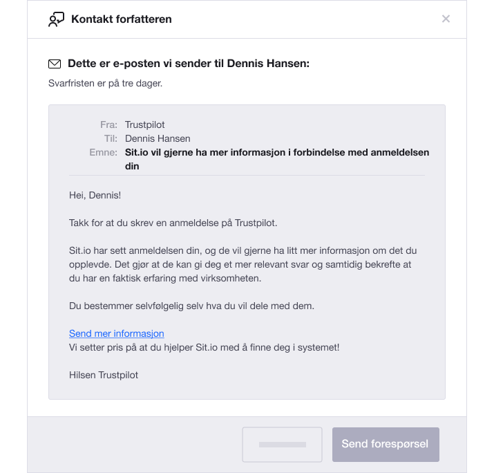 Illustration of Trustpilot's Find Review functionality Find-reviewer-tool-NO