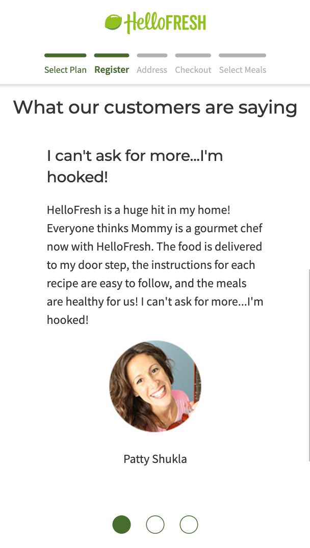 Hello Fresh Social proof