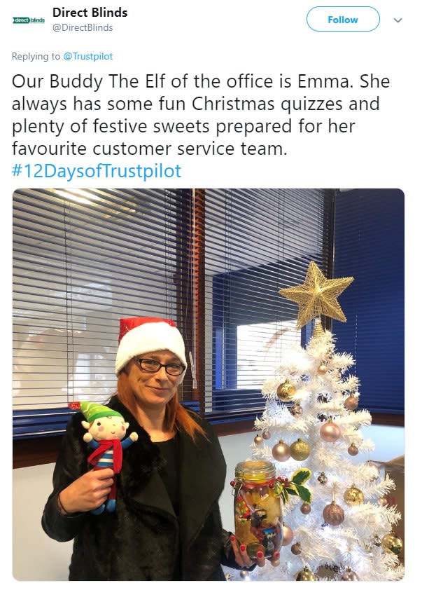 Direct blinds tweet Day 6 of Trustpilot