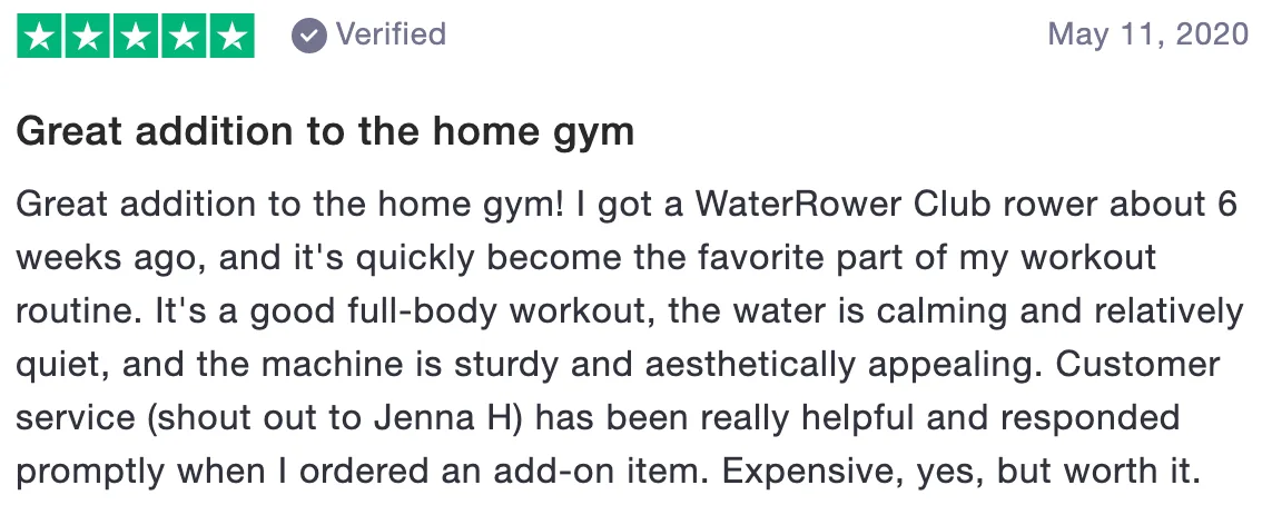 Review of WaterRower: Great addition to the home gym (5 stars)