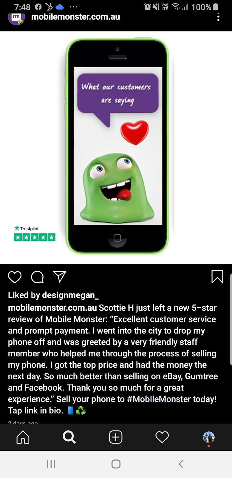 monster mobile reviews on instagram