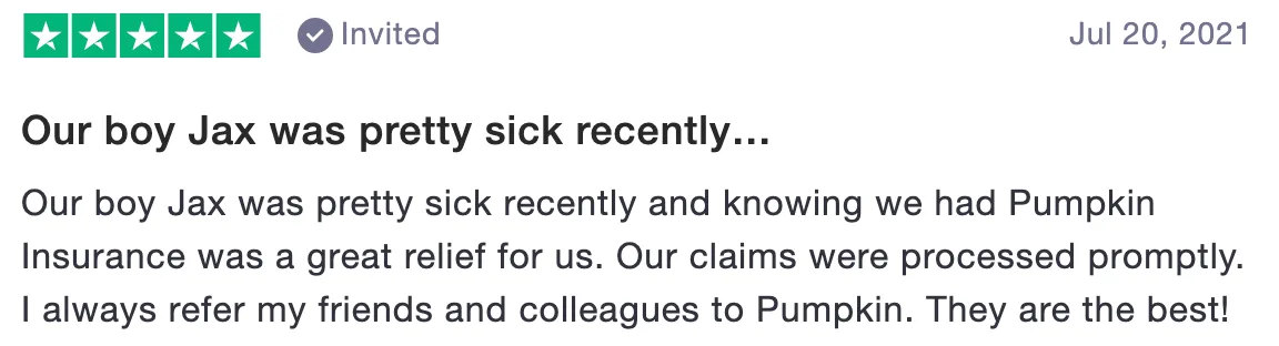 Review of Pumpkin: My Jax was pretty sick recently... (5 stars)