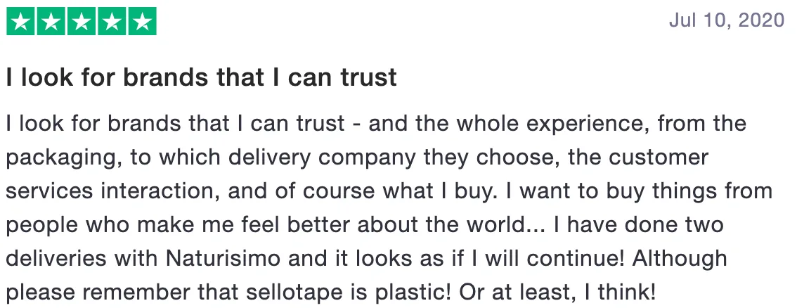 Review of Naturisimo: I look for brands that I can trust (5 stars)