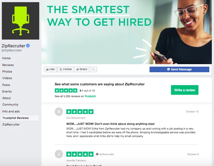 How ZipRecruiter reviews powered the business forward Trustpilot