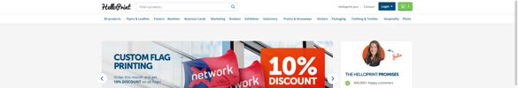 Il banner di Helloprint senza le recensioni di Trustpilot Immagine che mostra il banner sul sito di Helloprint senza le valutazioni di Trustpilot durante il test A/B