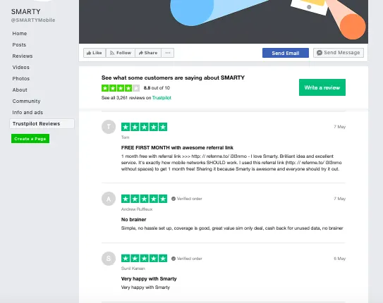 Smarty customer reviews user generated content