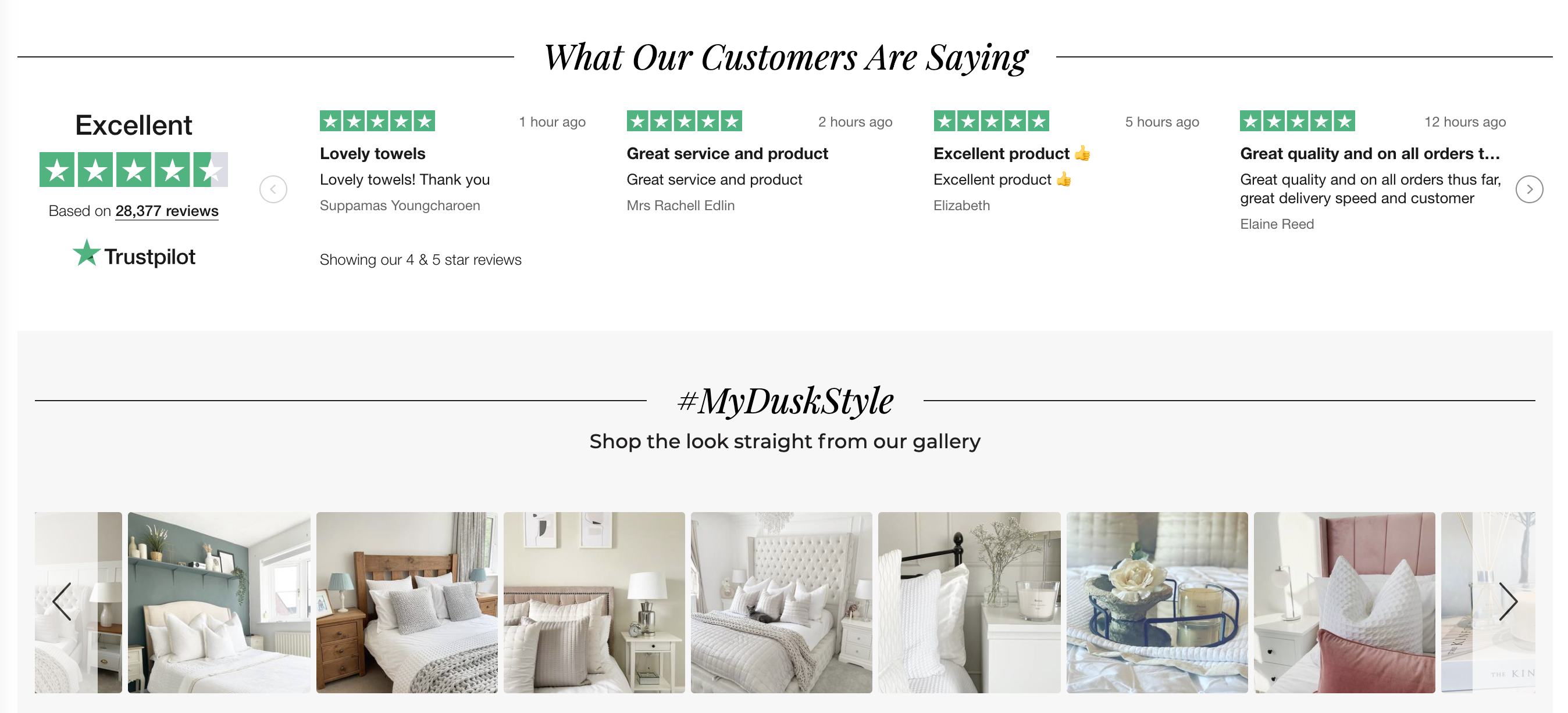 Dusk uses Trustpilot reviews directly on-site