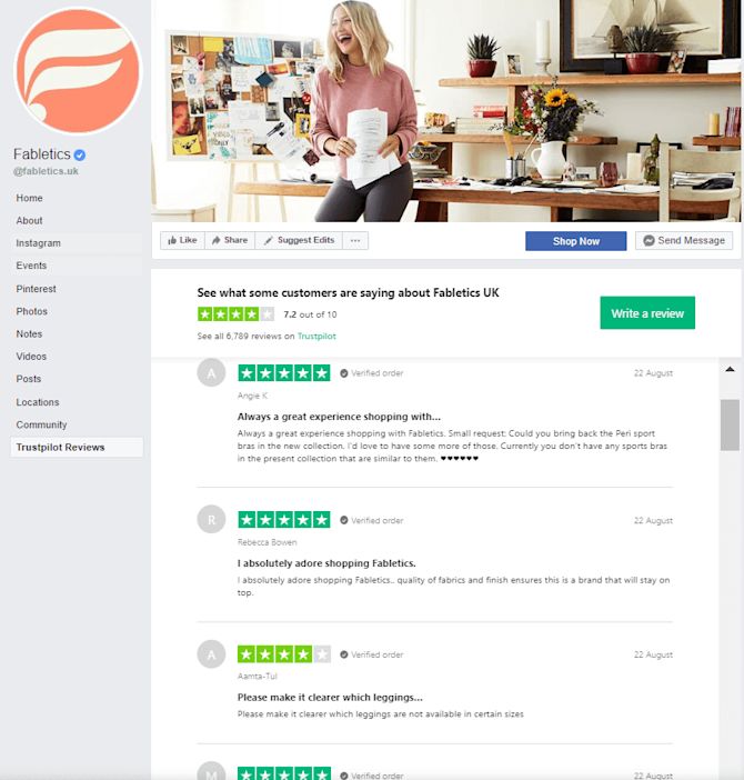 Fabletics share reviews on facebook Fabletics share reviews on facebook