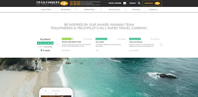 TrustBox auf der Website von Trailfinders TrustBox auf der Website von Trailfinders