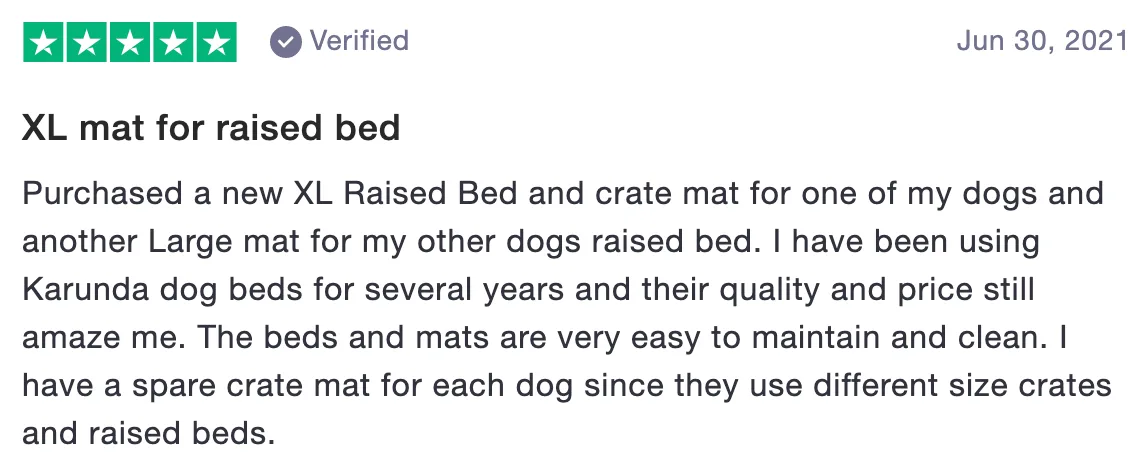 Review of Kuranda Dog and Cat Beds: XL mat for raised bed (5 stars)