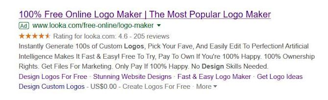 Seller Ratings earned through Trustpilot lead to more sales for Looka Looka Seller Ratings Example
