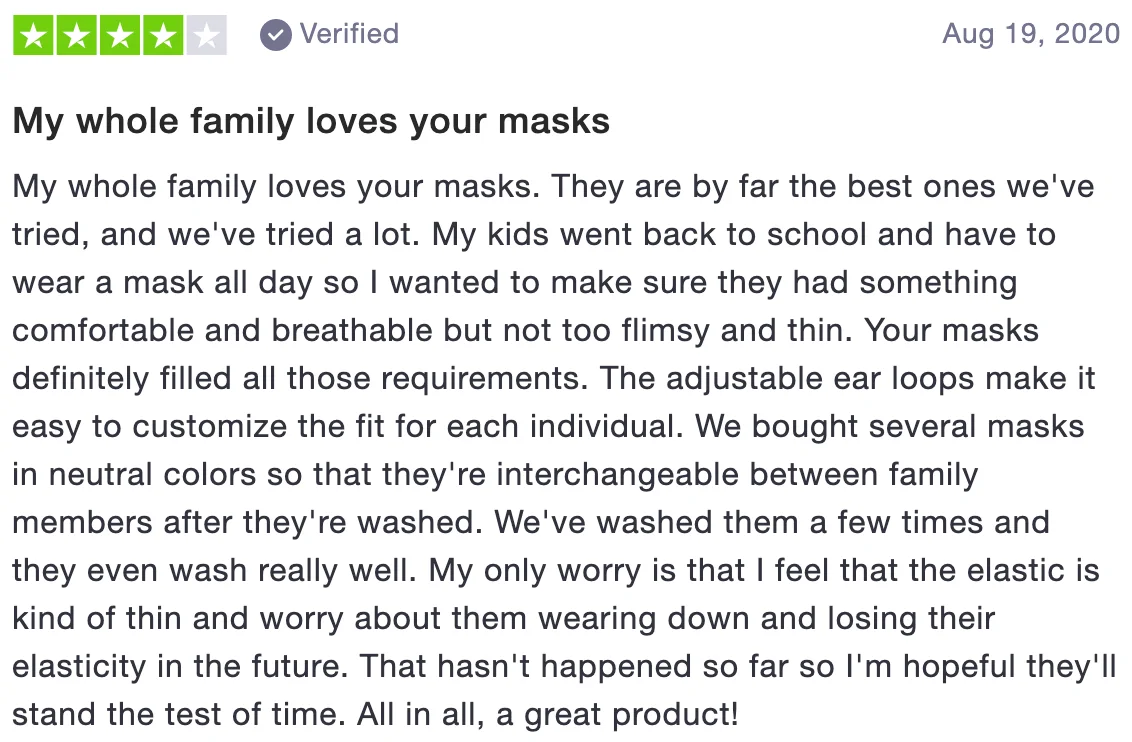 Review of Sock Fancy: My whole family loves your masks (4 stars)