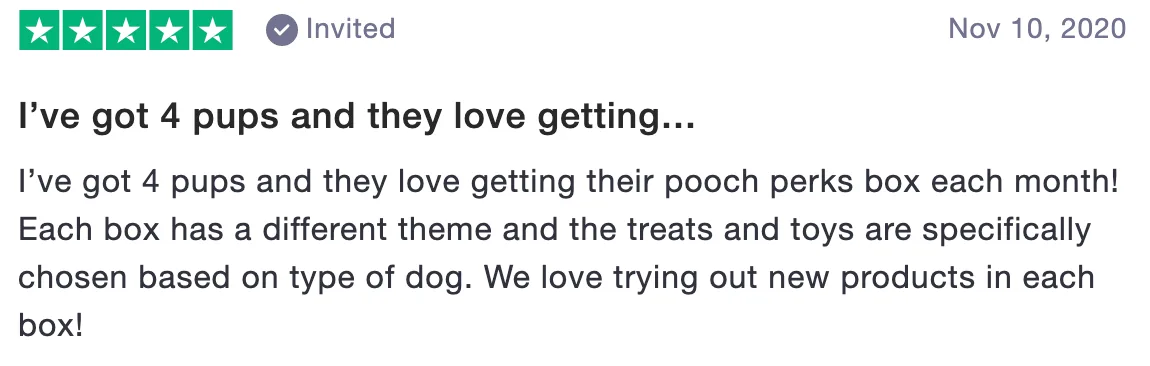 Review of Pooch Perks: We got 4 pups and they love getting... (5 stars)