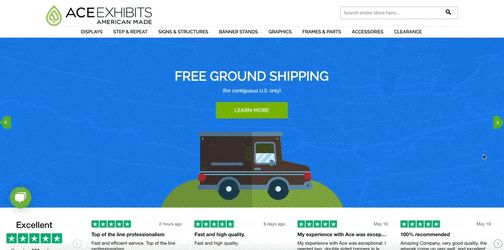 Ace Exhibits uses Trustpilot reviews on site