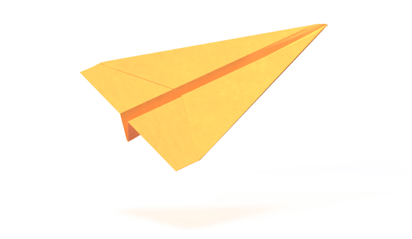 Yellow origami paper plane - mobile