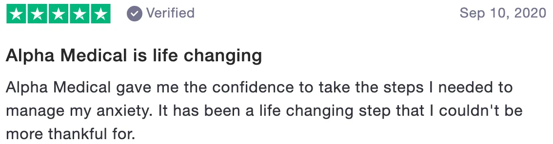 Review of Alpha Medical: Alpha Medical is life changing (5 stars)