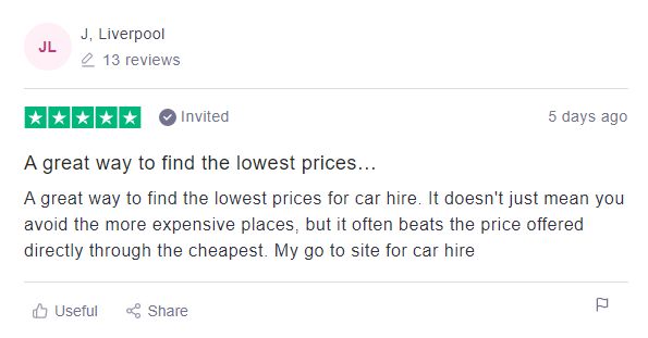 Reading reviews are a great way to make sure you're getting the best prices out there Rental car customer review