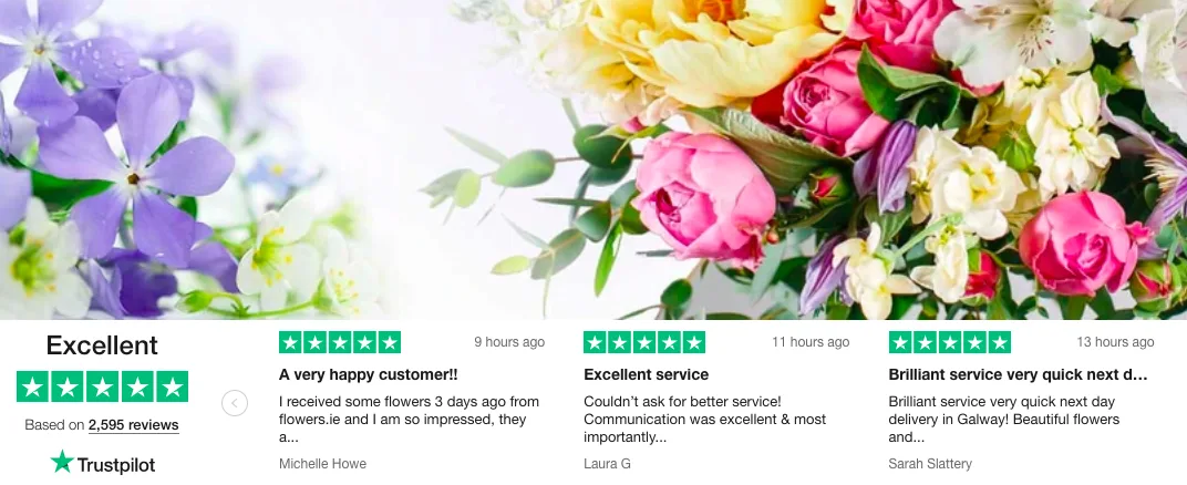Flowers.ie Trustpilot reviews homepage