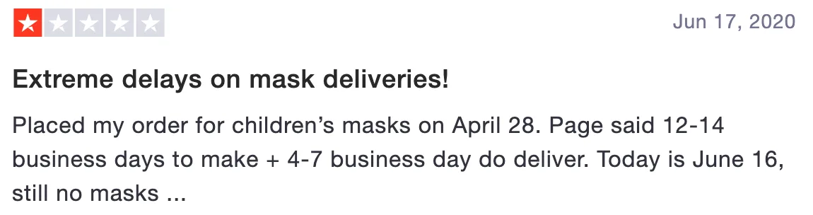 Review of Zazzle: Extreme delays on mask deliveries (1 star)