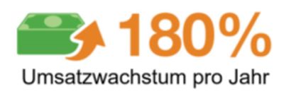 Grafik - Umsatzwachstum pro Jahr 180 Prozent