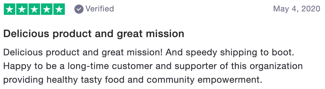 Review of Women's Bean Project: Delicious product and great mission (5 stars)