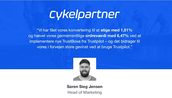 Banner med citat fra Cykelpartners Head of Marketing Cykelpartner banner