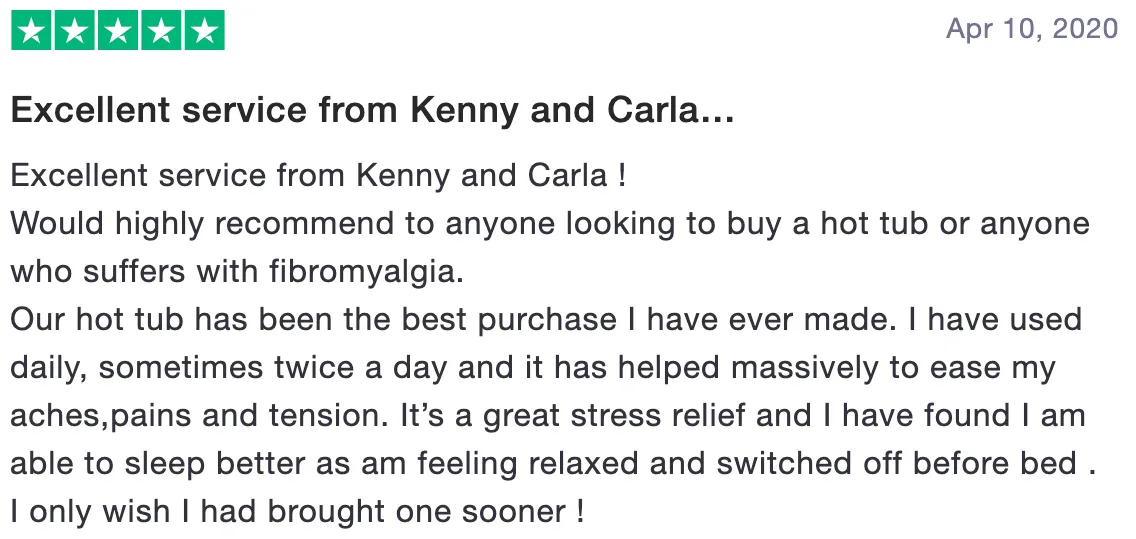 Review of Hot Tubs Oxfordshire: Excellent service from Kenny and Carla… (5 stars)