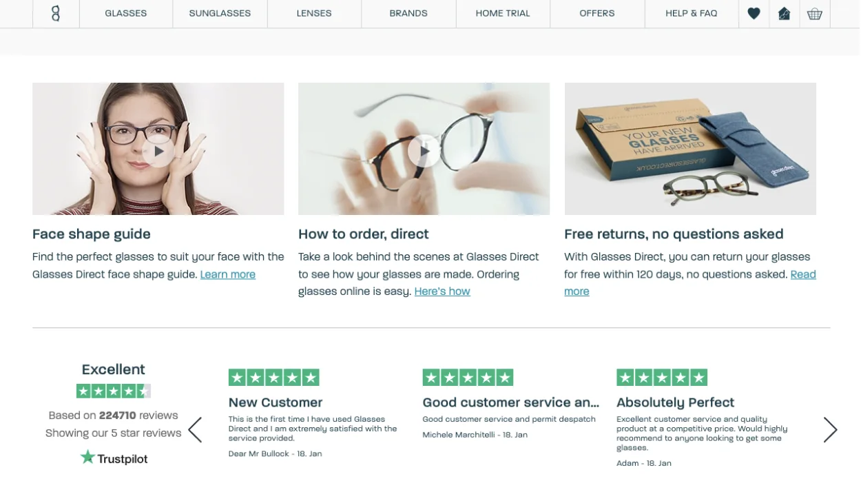 Glassesdirect Trustpilot page