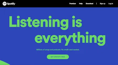Spotify has a clear CTA and a simple, easy-to-navigate website design Spotify has a clear CTA and a simple, easy-to-navigate website design