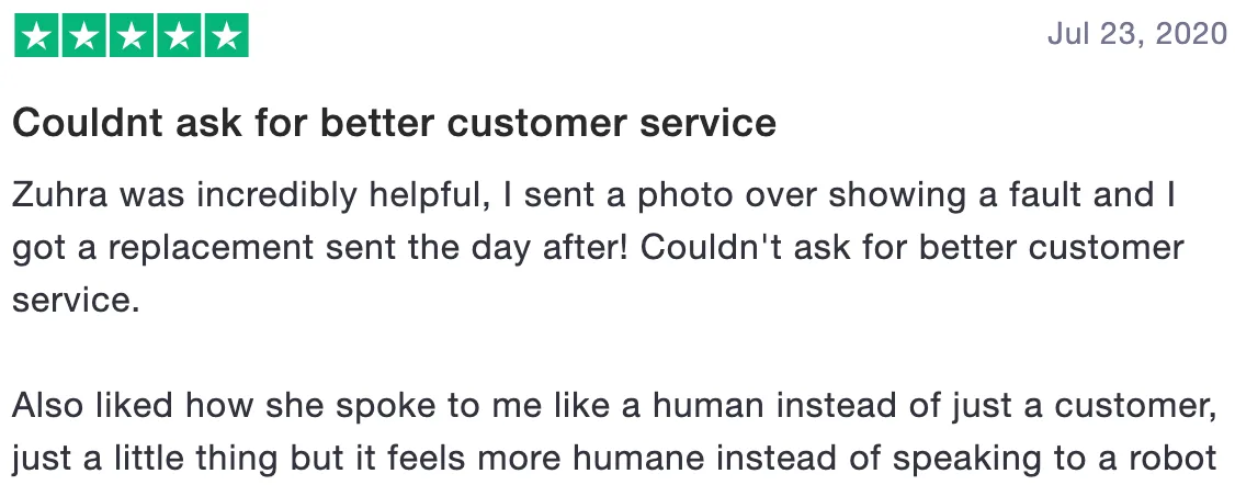 Review of boohooMAN: Couldnt ask for better customer service (5 stars)