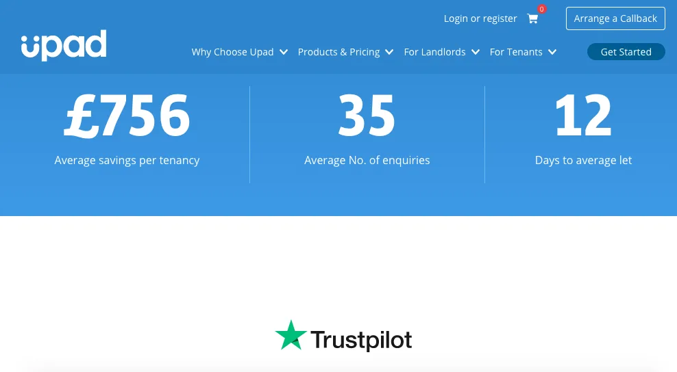 Upad-Trustpilot-Website-Homepage