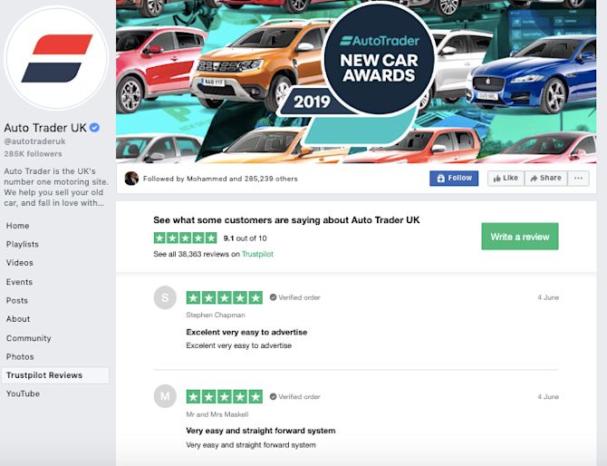 AutoTrader Trustpilot social media reputation management