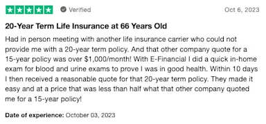 Review of eFinancial Life Insurance