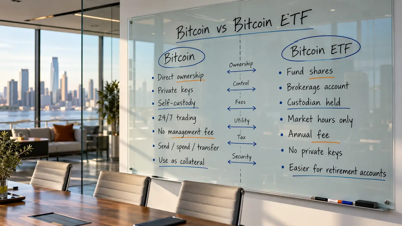 Bitcoin vs Bitcoin ETF: Fees, Tax & Custody Compared