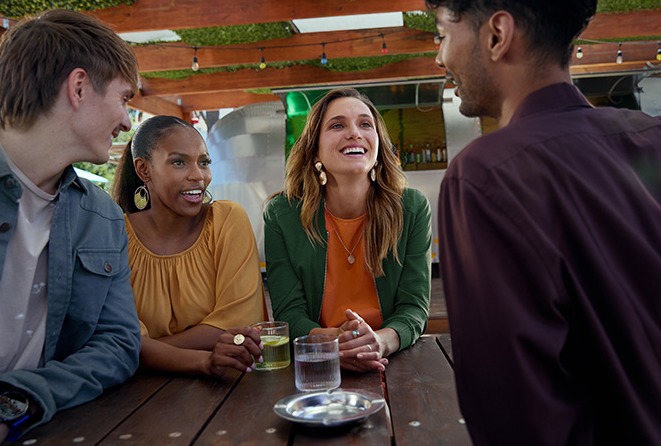 Group of people talking together