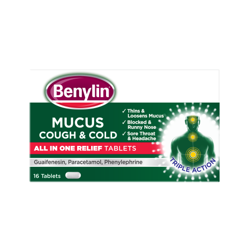 Benylin® Mucus Cough & Cold All in One Relief Tablets Packshot