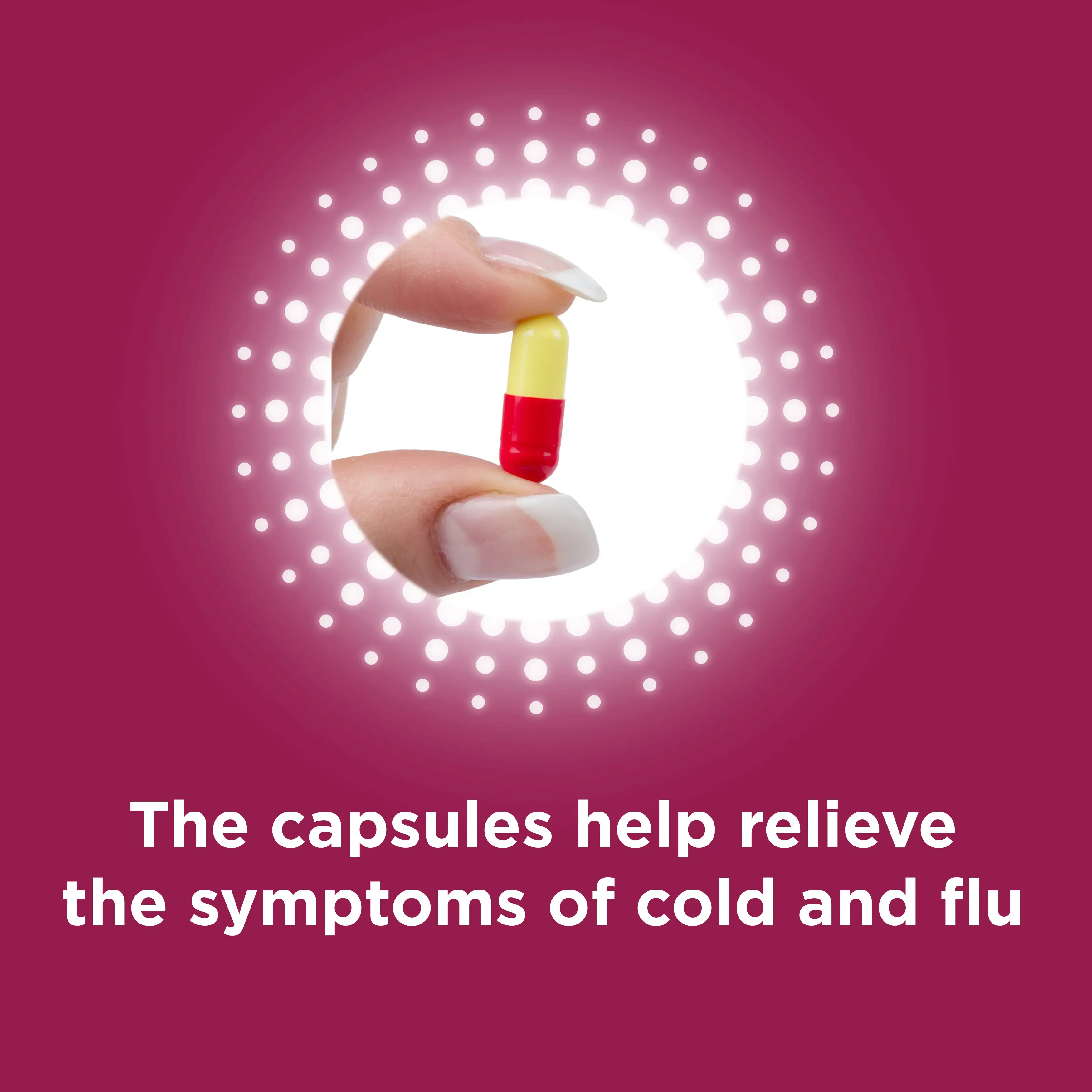 Image with the title: The capsules help relieve the symptoms of cold and flu referring to Benylin's Cold & Flu Max Strength Capsules