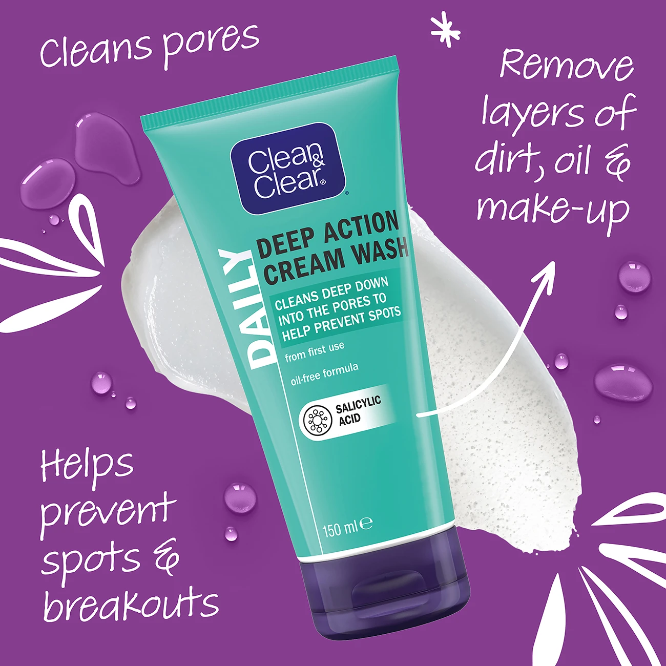 CLEAN & CLEAR® Deep Action Cream Wash image 4