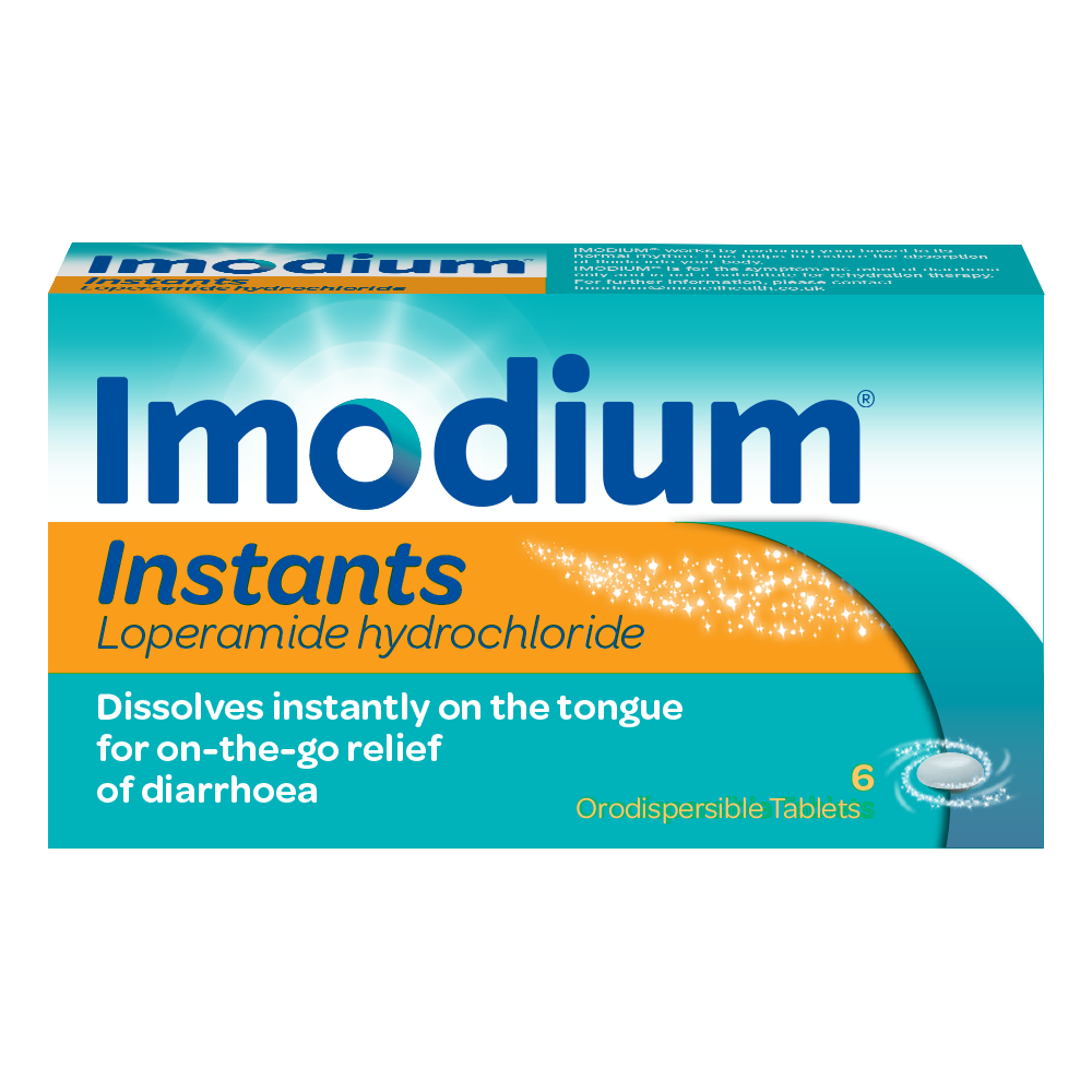 Close up of Imodium Instants tablets product packaging-en-US