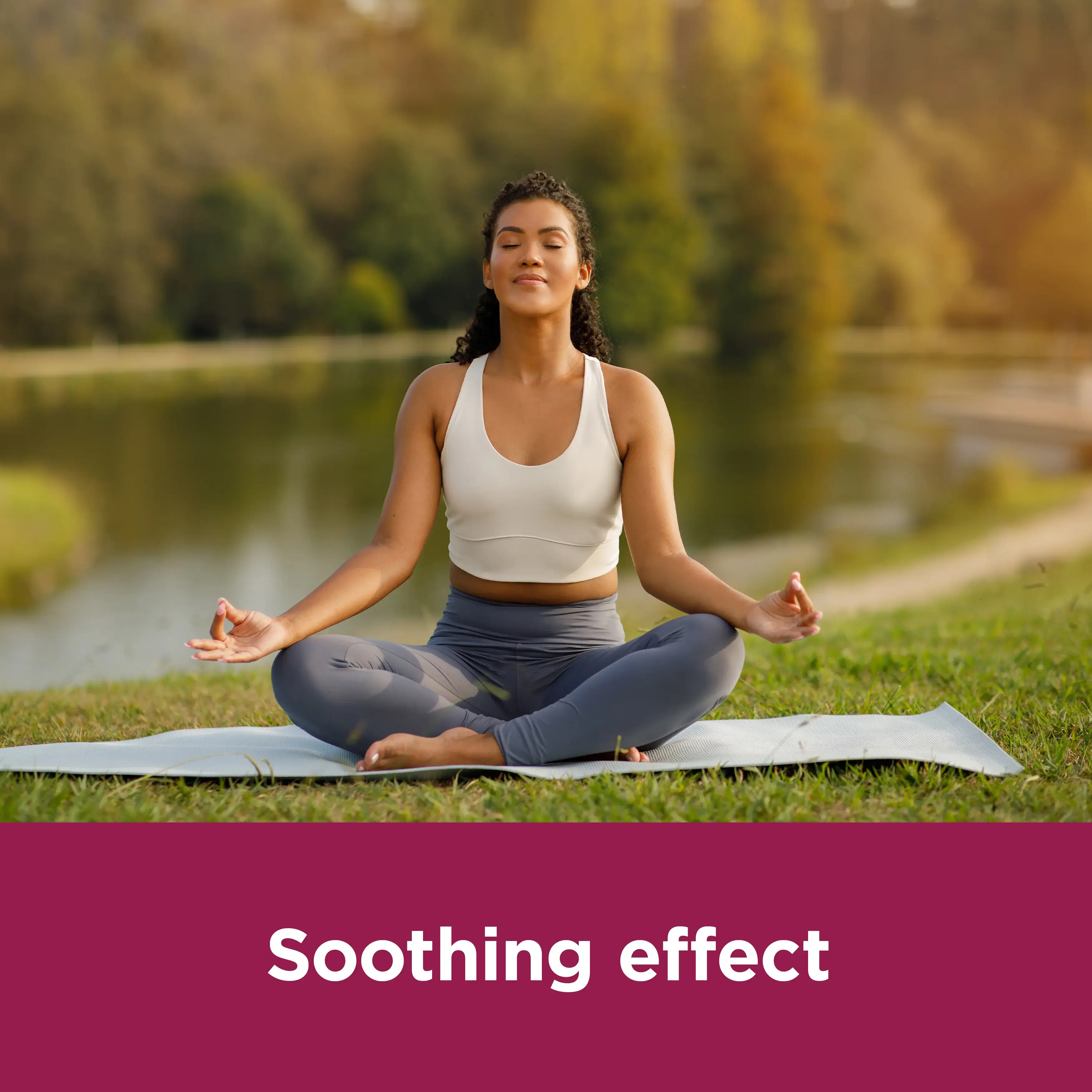 Image showing a woman doing yoga with the caption: soothing effect