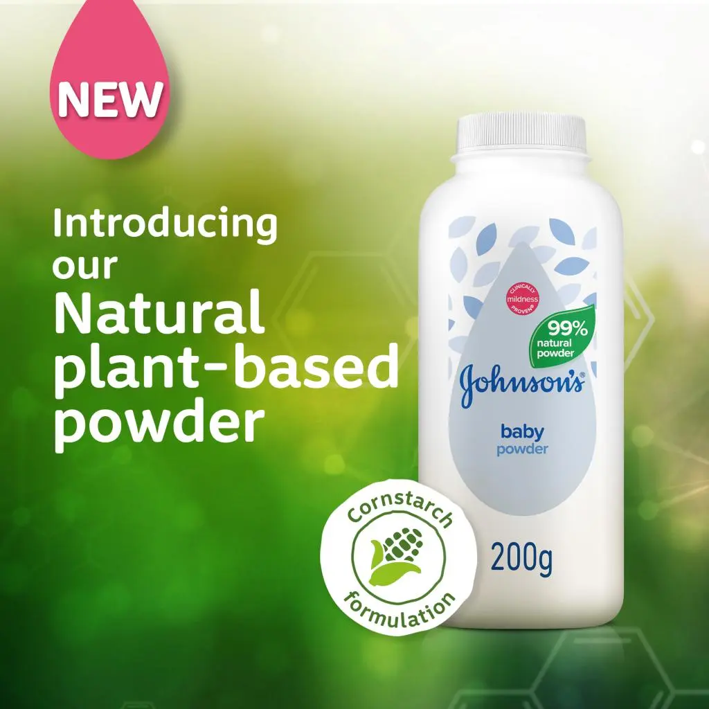 Introducing our Natural plant-based powder 99% natural powder Johnson's baby powder Cornstarch