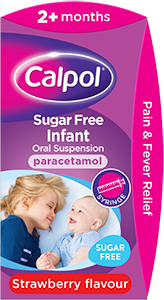 Calpol strawberry flavour infant oral suspension for pain and fever relief