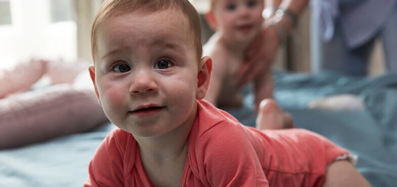 toddler crawling red outfit