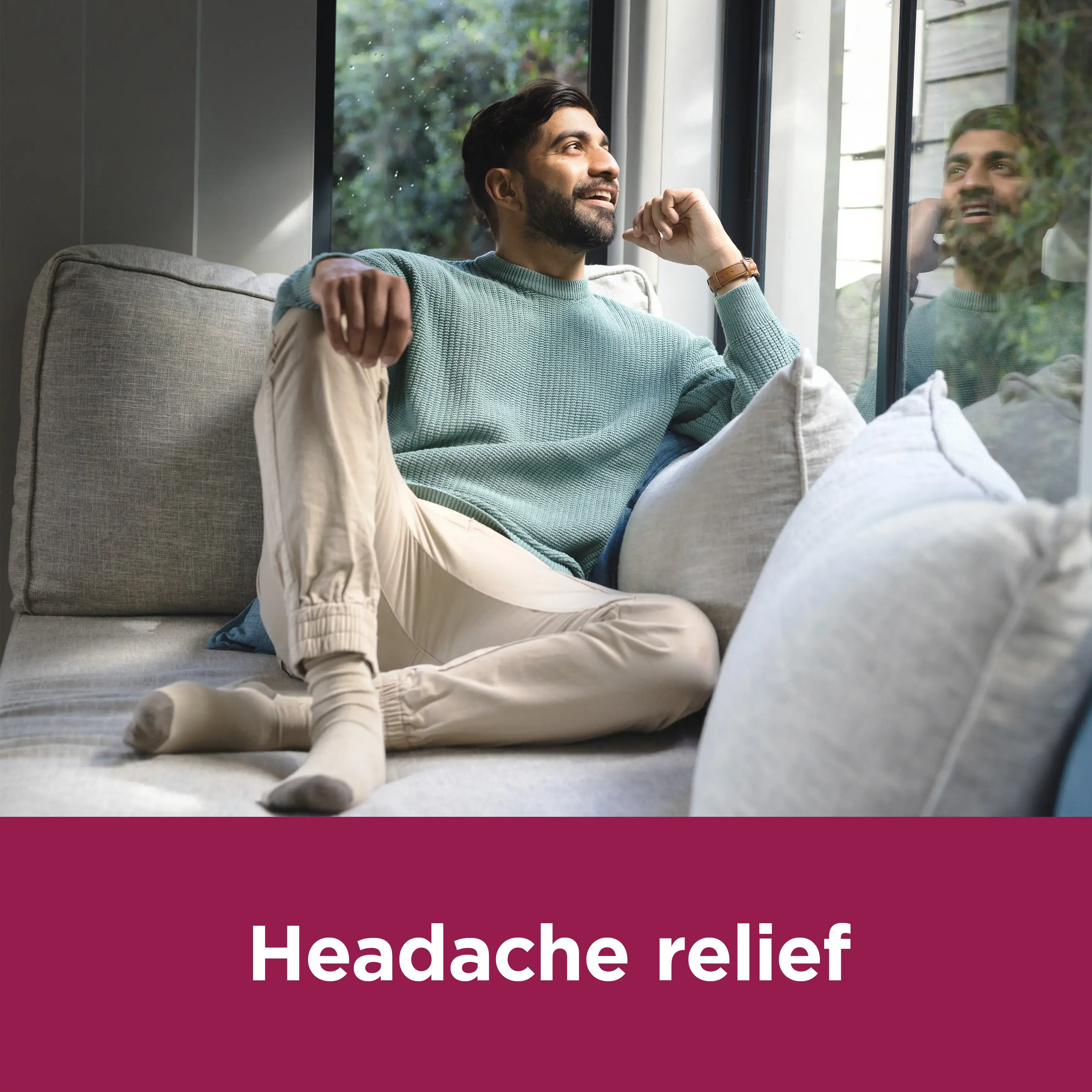 Image of a man with the claim: Headache relief