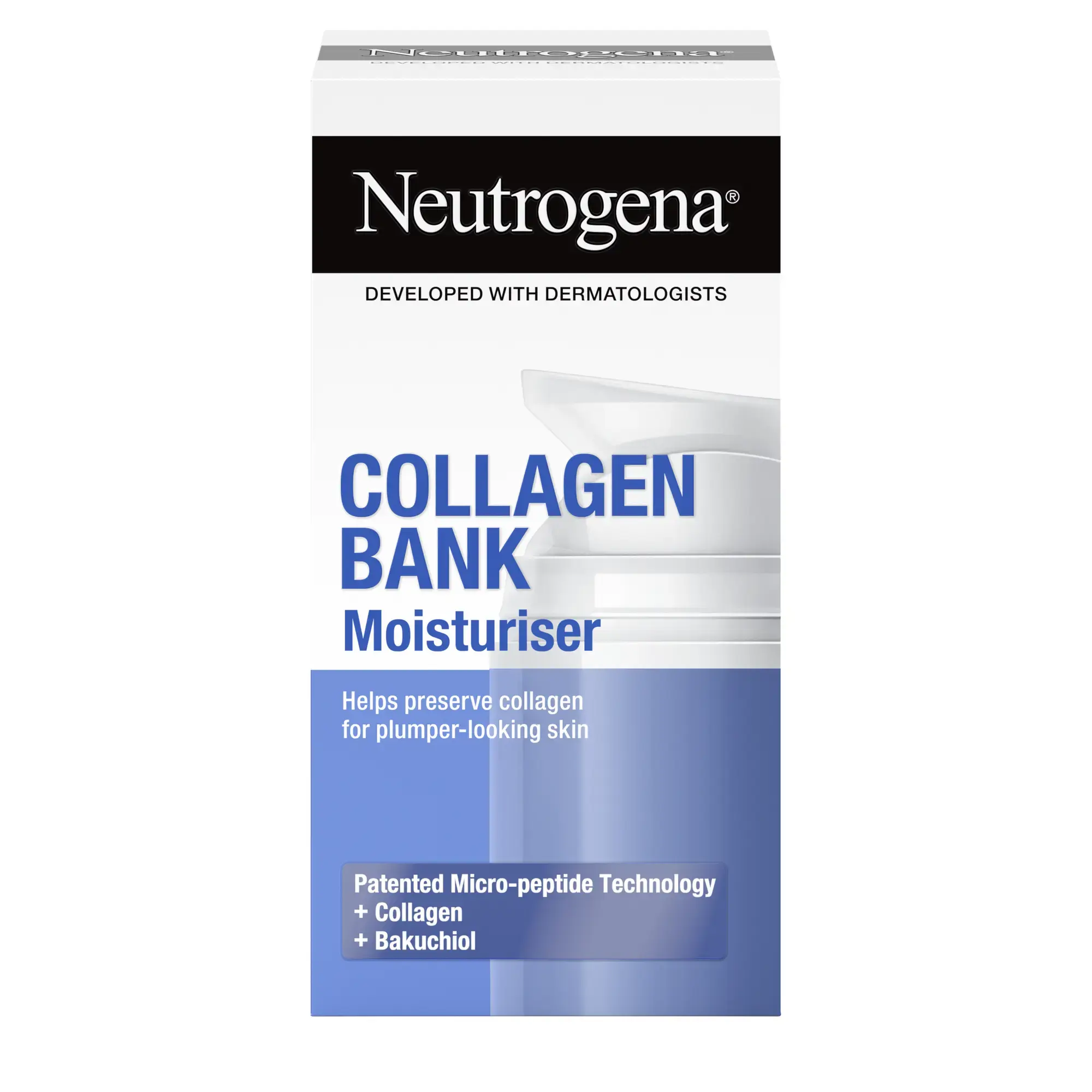 Neutrogena® Collagen Bank Moisturiser SPF30 helps preserve collagen for plumper-looking skin