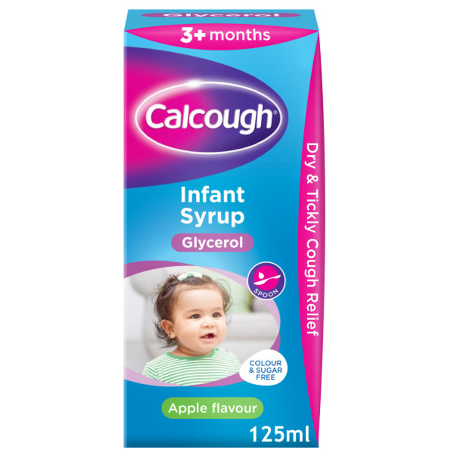 Calcough apple flavour infant syrup for dry and tickly coughs