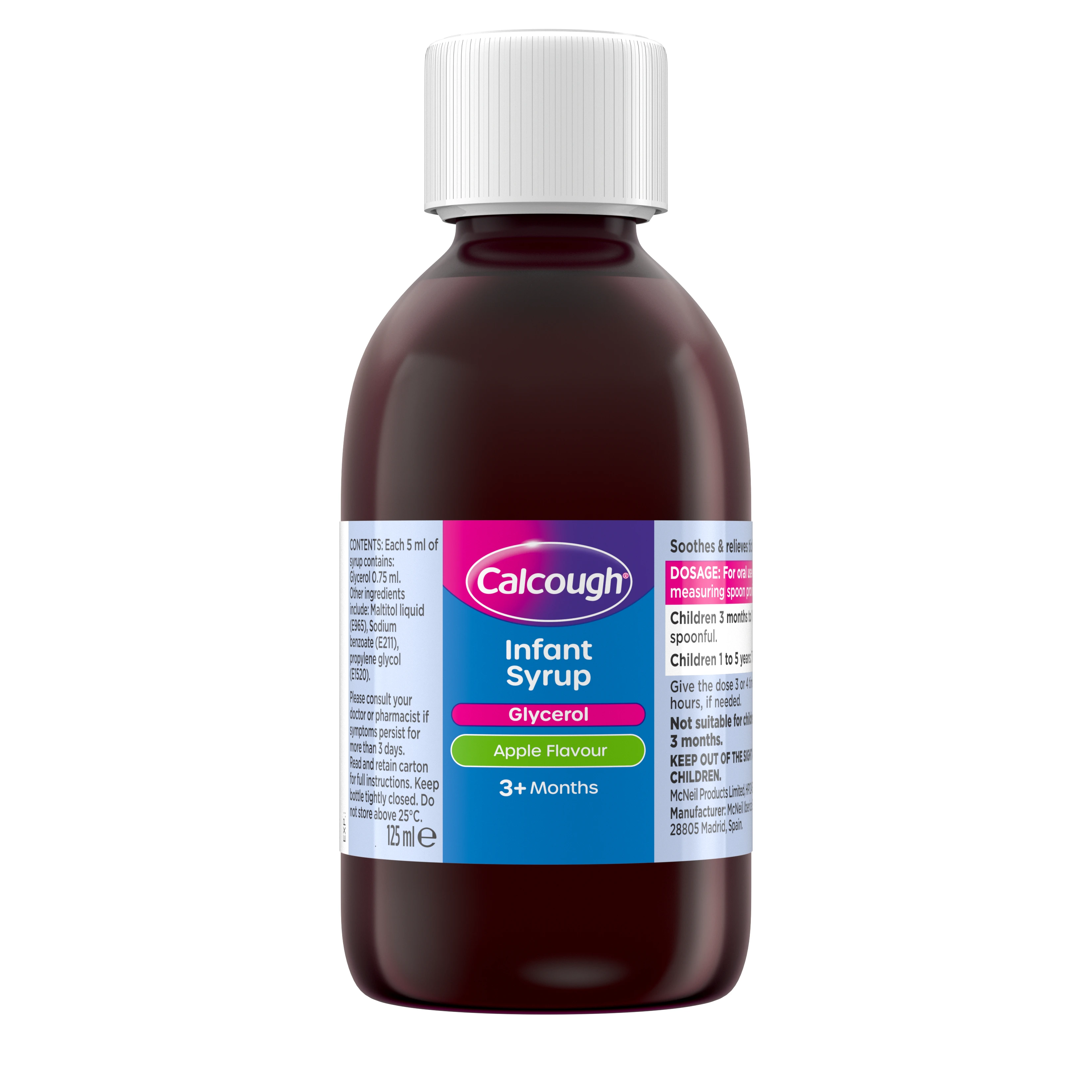 Calcough apple flavour infant syrup for dry and tickly coughs
