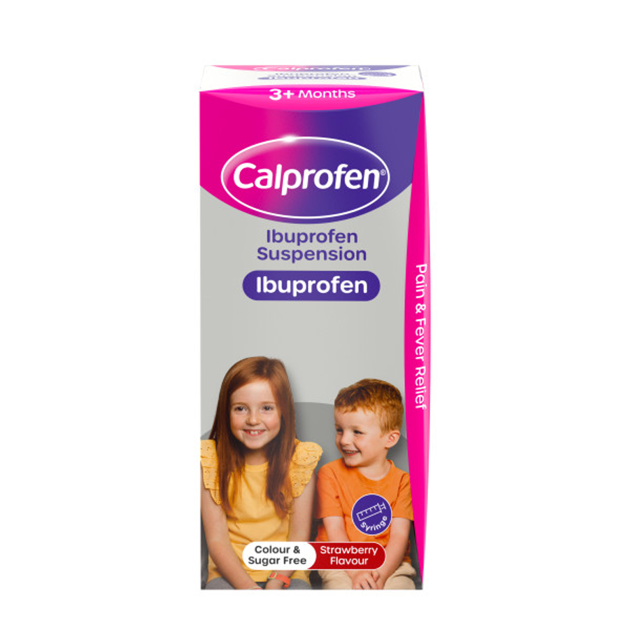 Calprofen strawberry flavour oral suspension for pain and fever relief