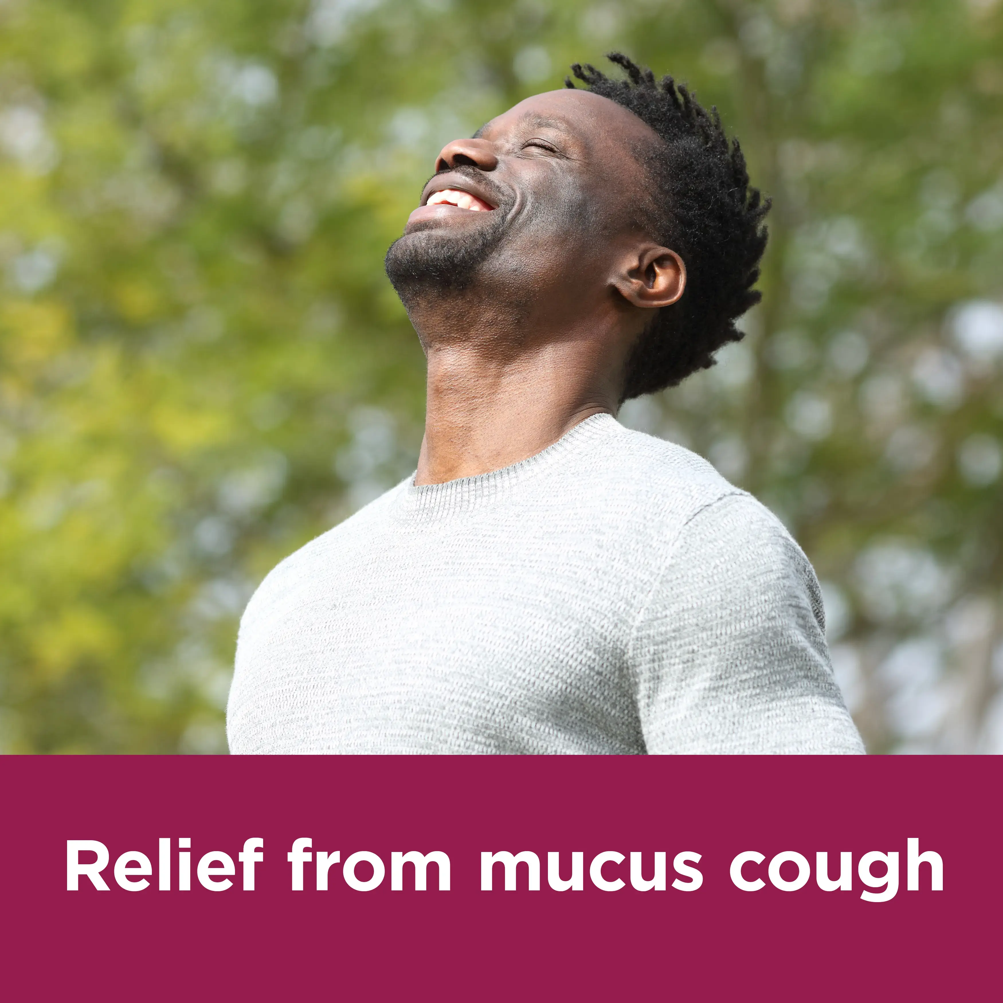 Image showing a man with the claim: Relief from mucus cough