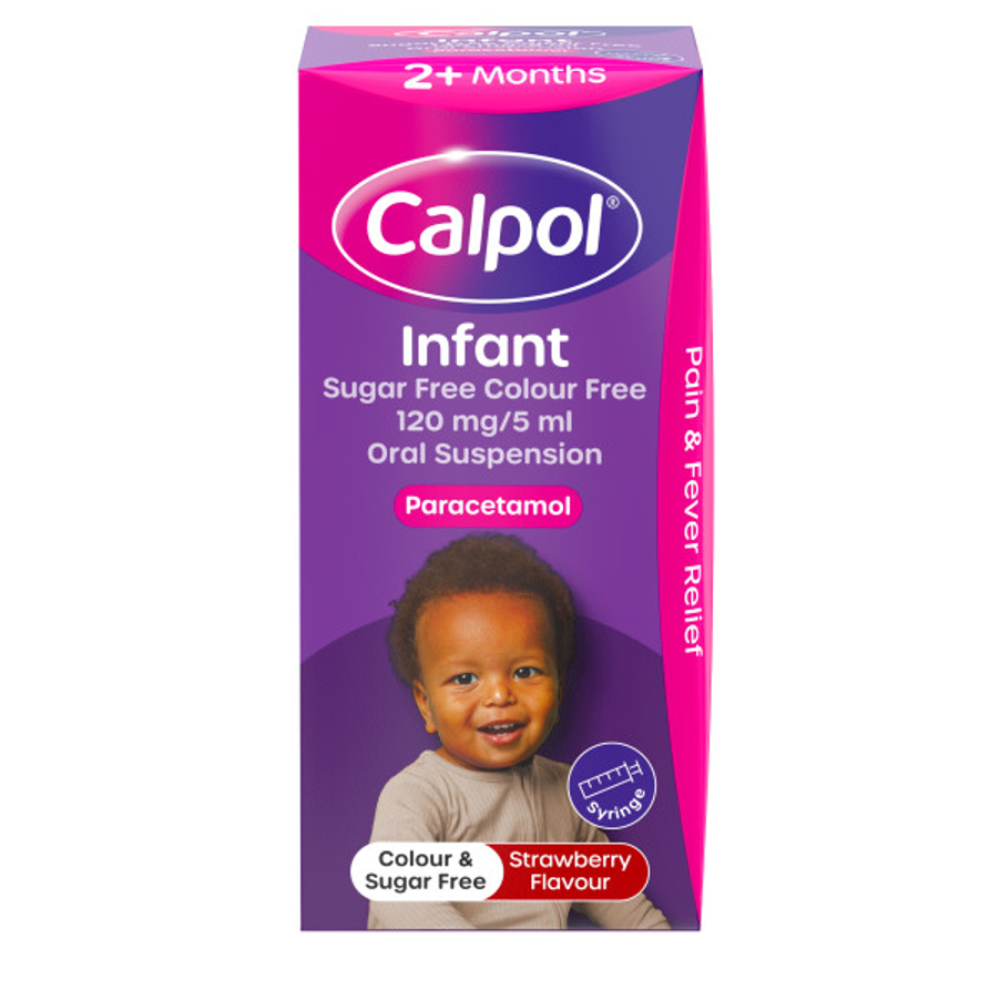 Calpol strawberry flavour infant oral suspension for pain and fever relief